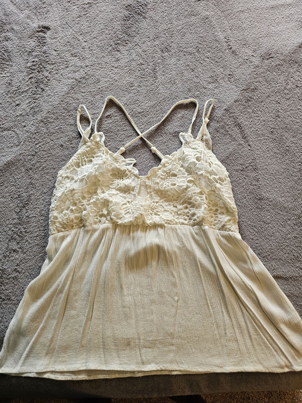 Lace Detail Cream Chemise with Adjustable Straps